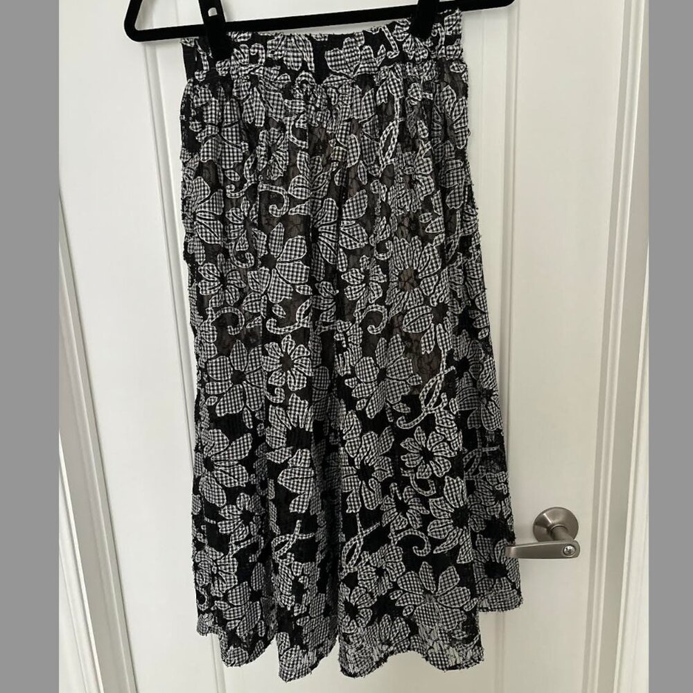 Zara Floral Gingham Midi Skirt